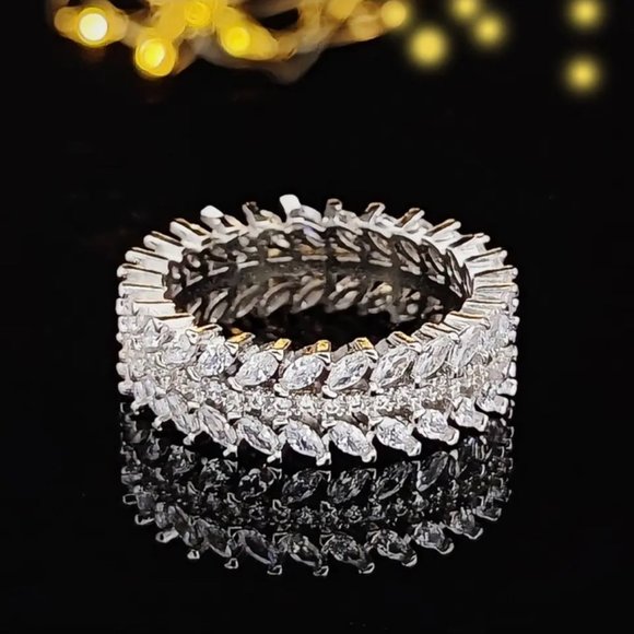 Jewelry - ETERNITY BAND DIAMOND CUT S925 STERLING SILVER RING, BEAUTIFUL RING, SHINY RING
